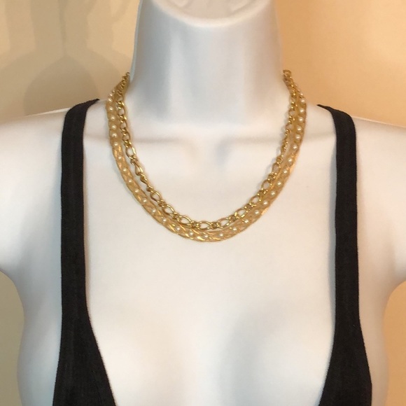 Vintage gold tone costume chain necklaces bundle 2 Monet and Avon layered look. - Picture 2 of 6